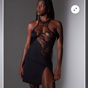 Thistle and Spire Black Chemise with Sheer Lace